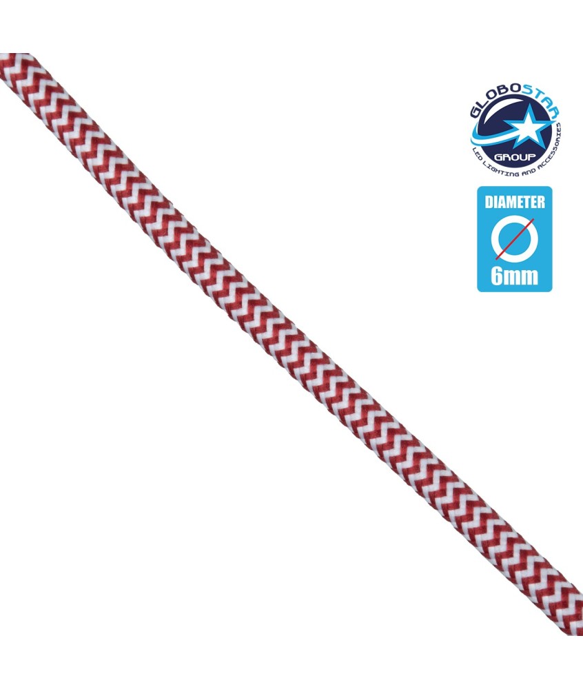 GloboStar® 77614 Στρογγυλό Υφασμάτινο Καλώδιο 1m 2 x 0.75mm² Dublo Άσπρο Κόκκινο